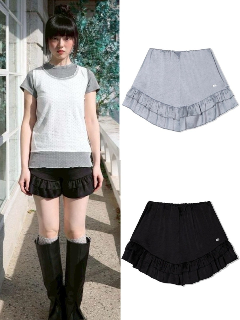 【Uglyshadow】SATIN RUFFLE PANTS