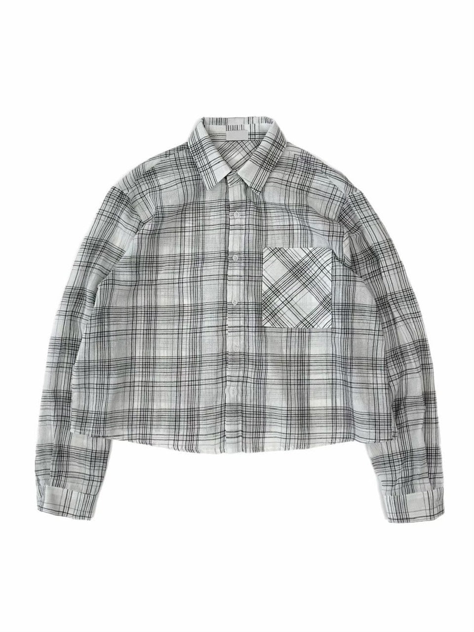 【のっち】〜3月分〜 受注制【Chikashitsu +】cropped linen check shirt (3color