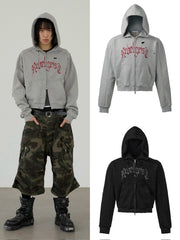 【ANOTHERYOUTH】damaged crop zip-up hoodie