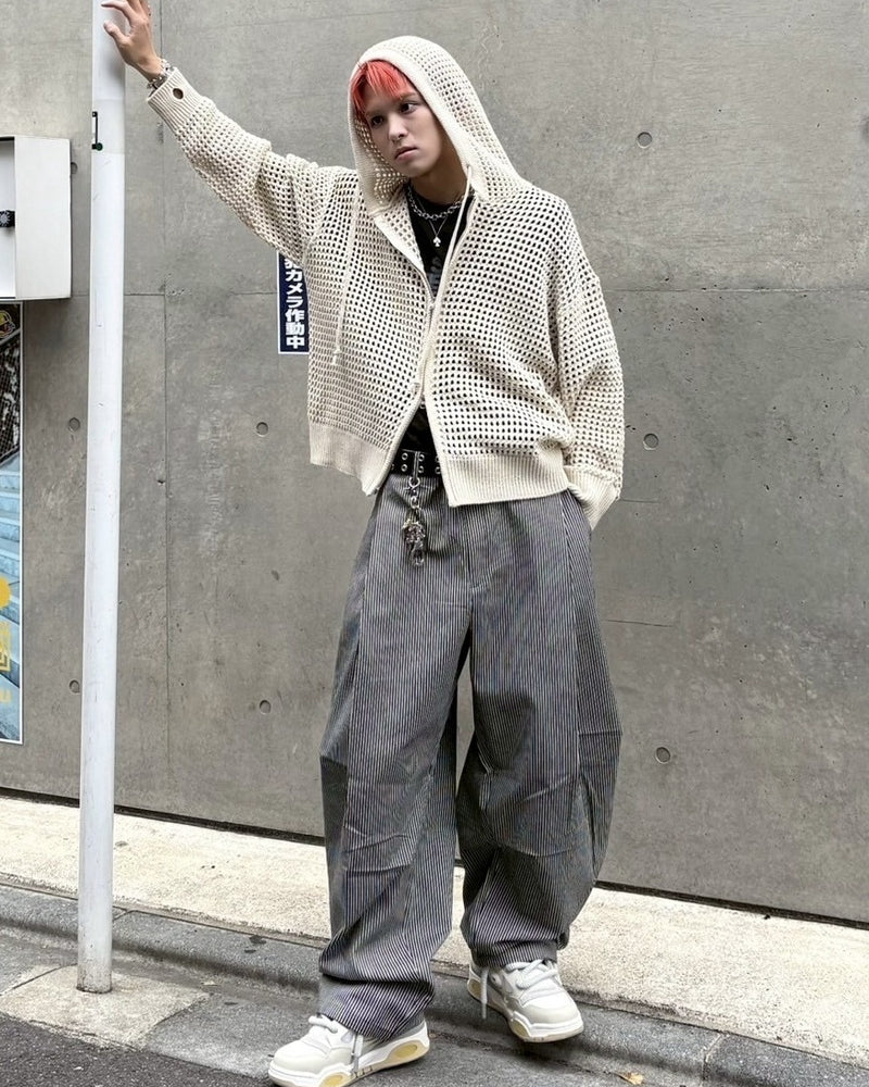 受注制【nmtc +】stripe over denim pants (2color)