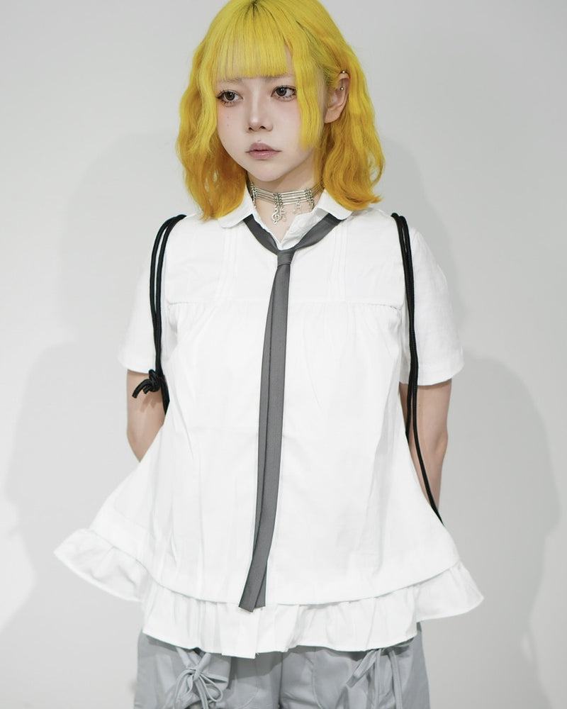 国際配送【Nerd out XU】peplum blouse (2color)