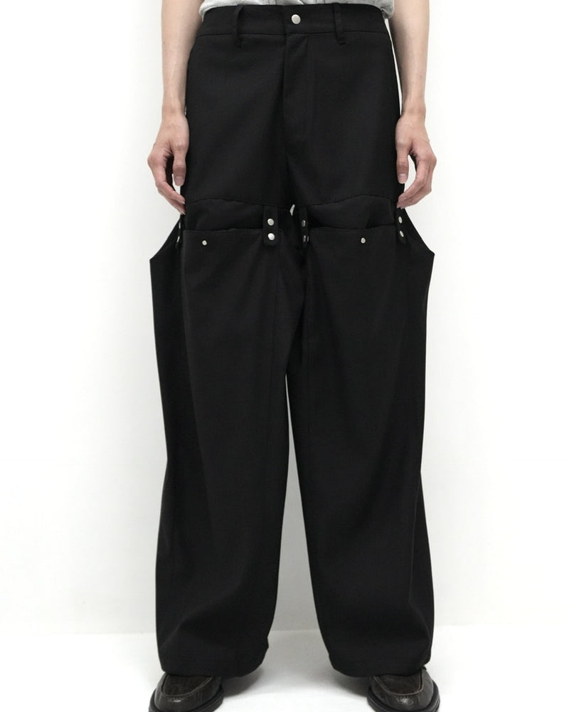 【CS】FLOW FIT DRAPE SLACKS(BLACK)