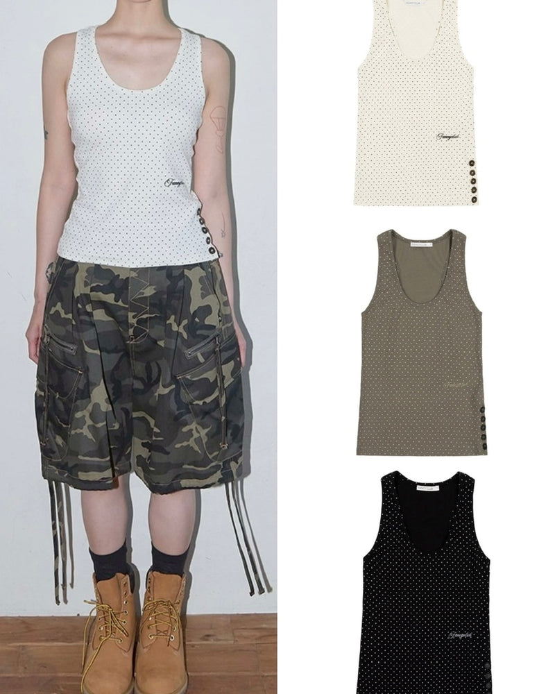【FANCY CLUB】 Dot Button Sleeveless / 【ファンシークラブ】ドットボタンタンクトップ