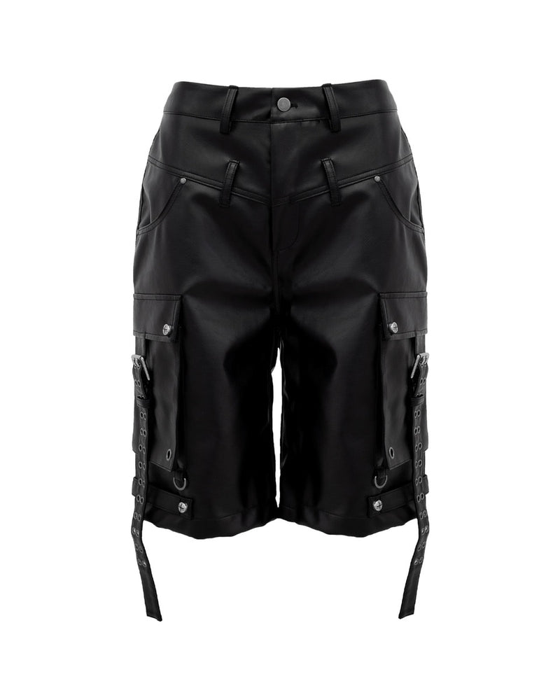 【Rosen Kreuz】DOUBLE WAIST LEATHER SHORT PANTS
