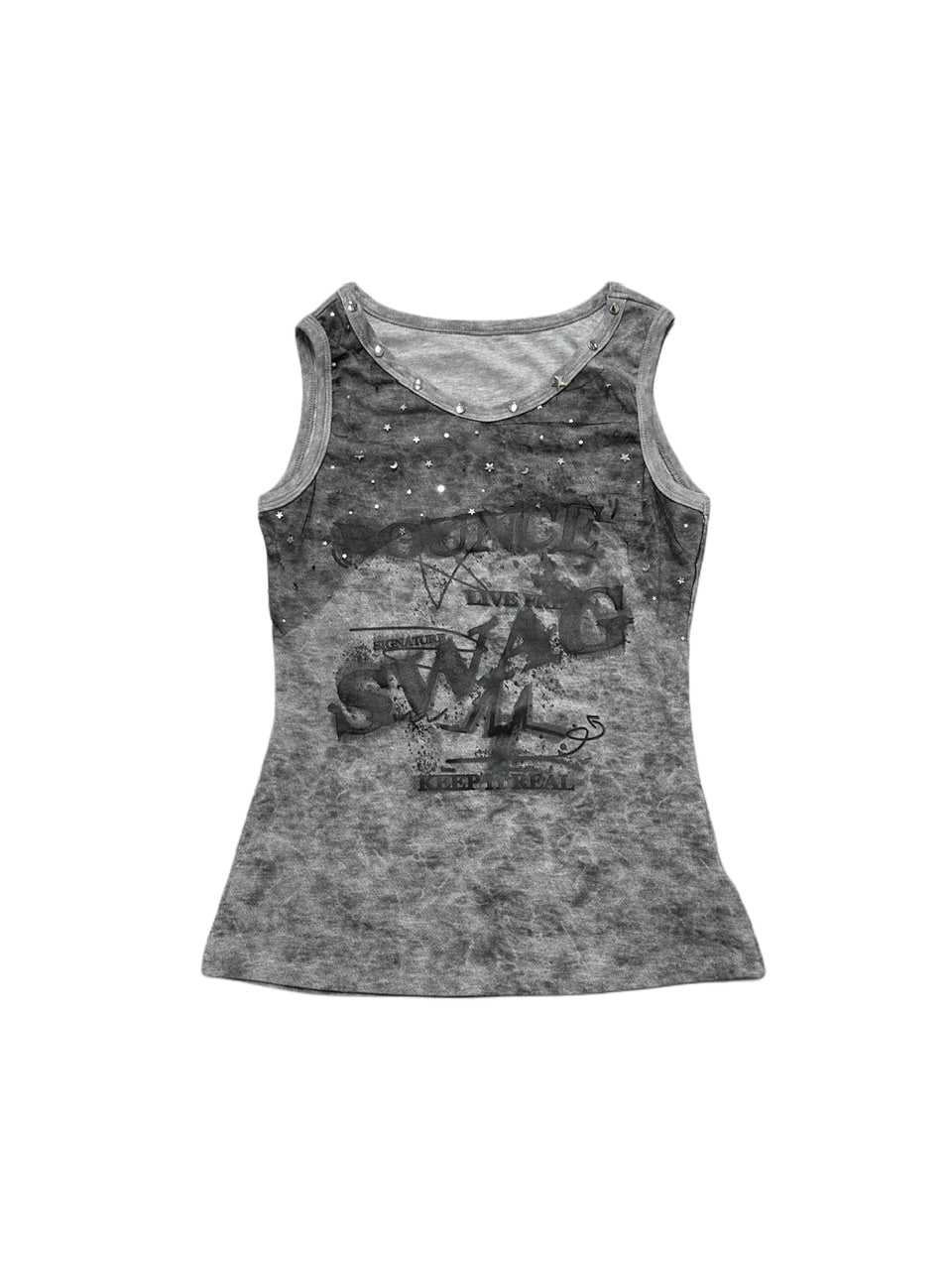 受注制【Never mind the XU】tie-dye paint studs sleeveless (2color) / 【ネバーマインドザエックスユー】タイダイペイントスタッズタンクトップ