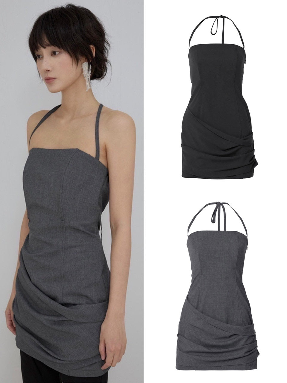 【FLAREUP】Asymmetrical Draped Dress