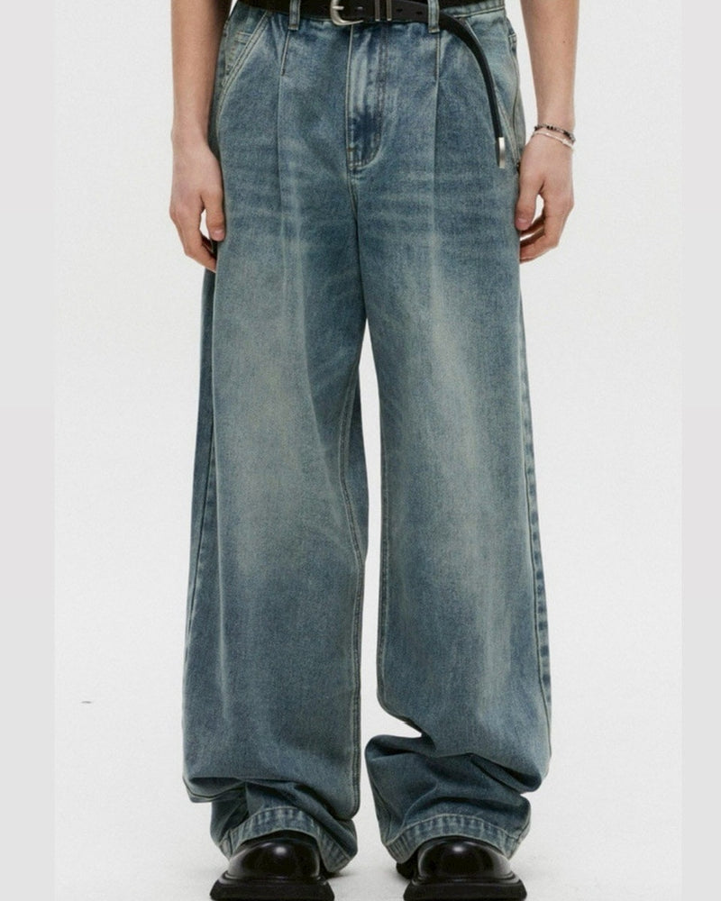 【DNSR】Deep One-Tuck Wide Denim Pants