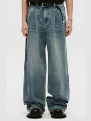 【DNSR】Deep One-Tuck Wide Denim Pants