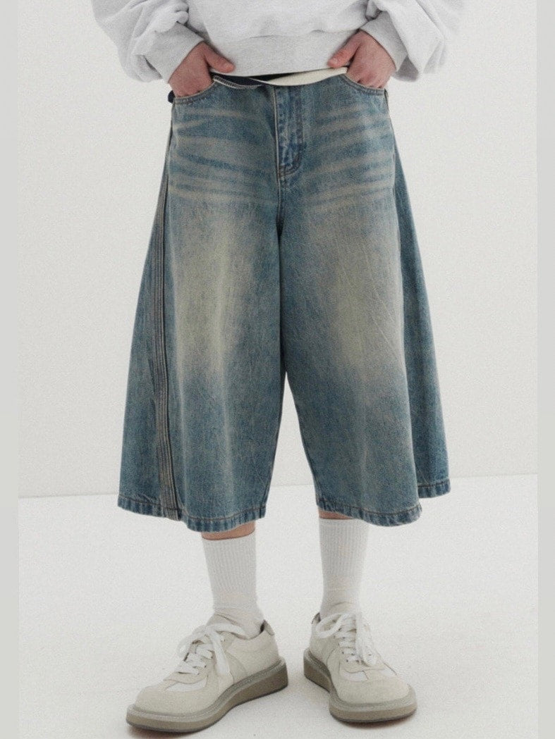 【DNSR】Curved Bermuda Denim Shorts