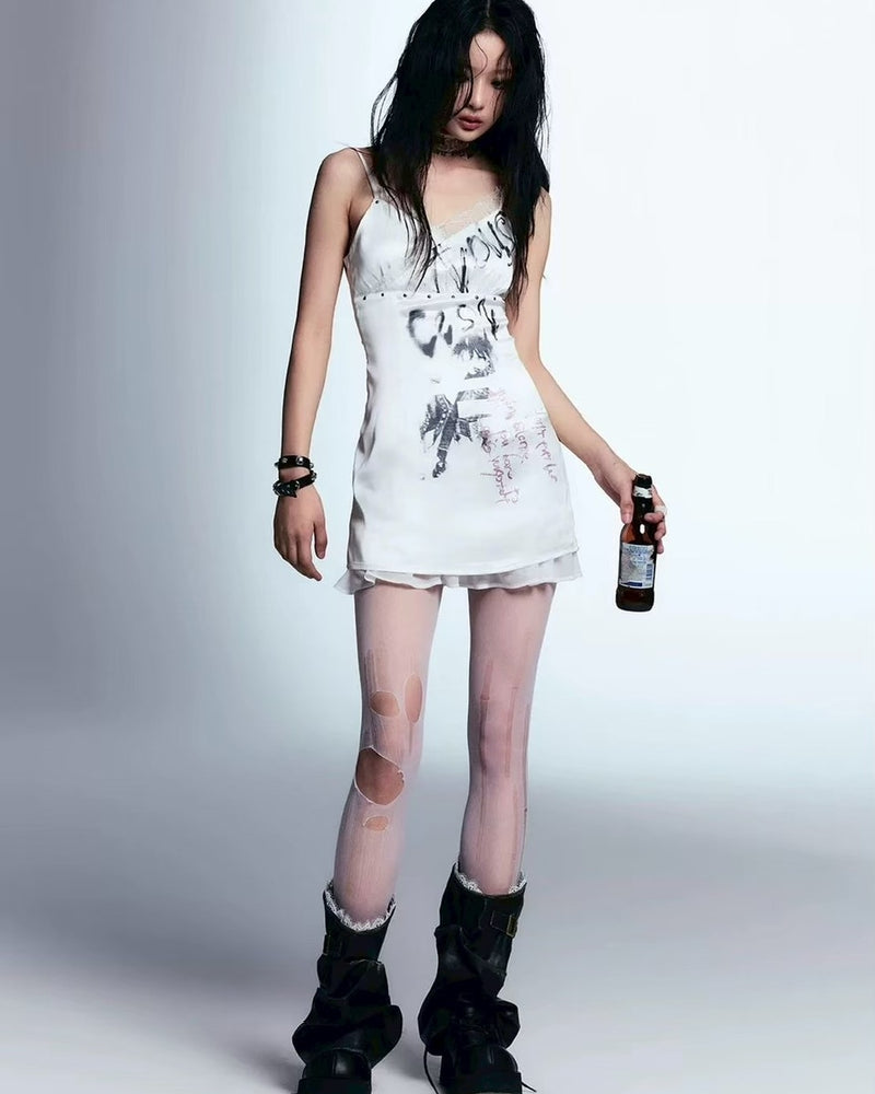 【Cest Nous】Satin Studded Camisole Dress / 【セヌー】サテンスタッズキャミワンピース