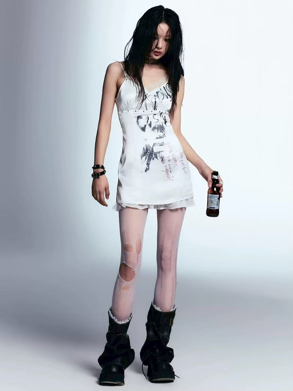 【Cest Nous】Satin Studded Camisole Dress / 【セヌー】サテンスタッズキャミワンピース