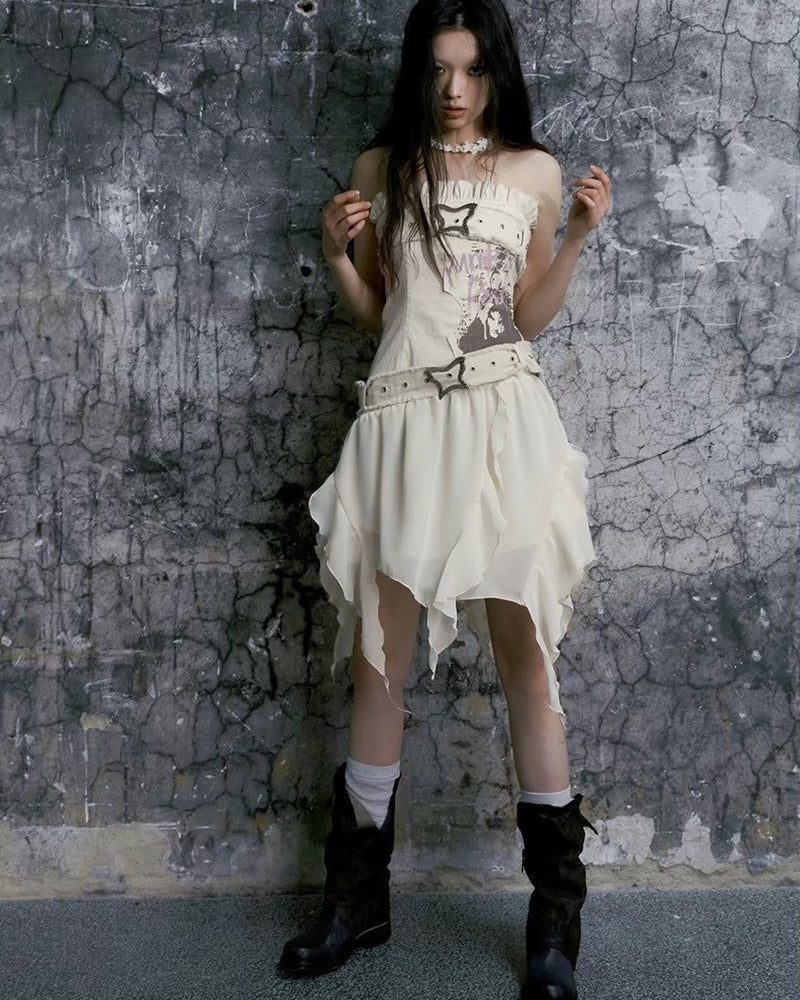 【Cest Nous】Butterfly Strapless Dress / 【セヌー】バタフライチューブトップワンピース