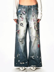 【DND4DES】Y2K CARTOON PENDANTS PRINT PANTS