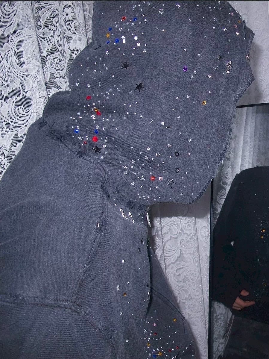 DND4DES】RHINESTONE BLACK ZIP-UP HOODIE – PRESSING WEB SHOP