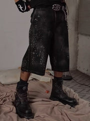 【DND4DES】DIAMOND DISTRESSED OVERSIZED DENIM SHORTS