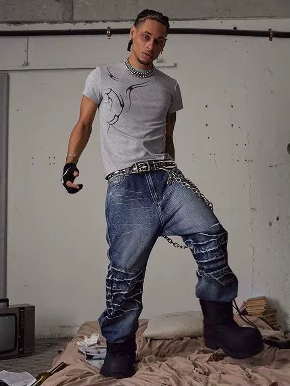 【DND4DES】KNEE CREASE WASHED FLARED JEANS