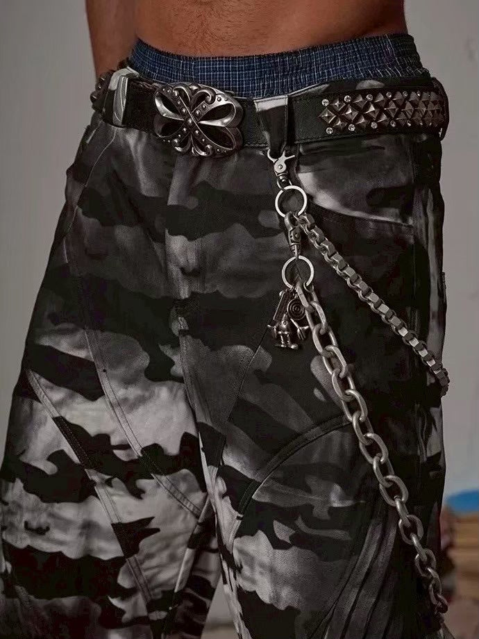 【DND4DES】STUDDED RHINESTONE CARVED BUCKLE LEATHER BELT