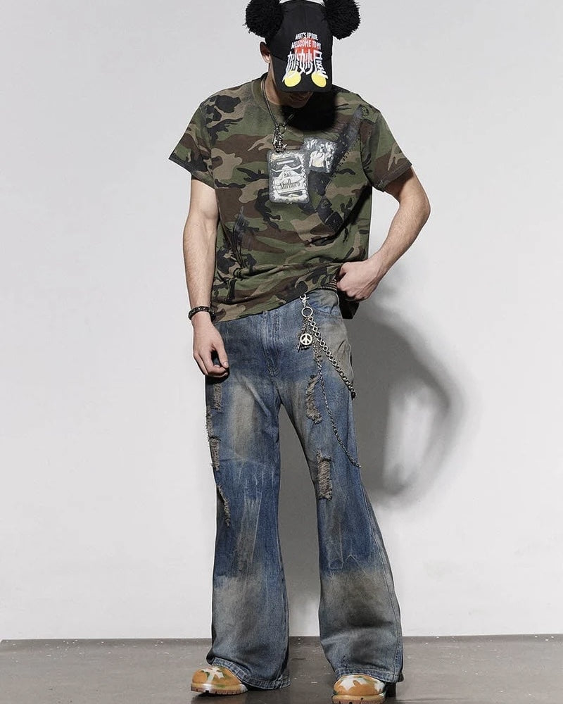 【DND4DES】DISTRESSED DUSTY FLARED JEANS