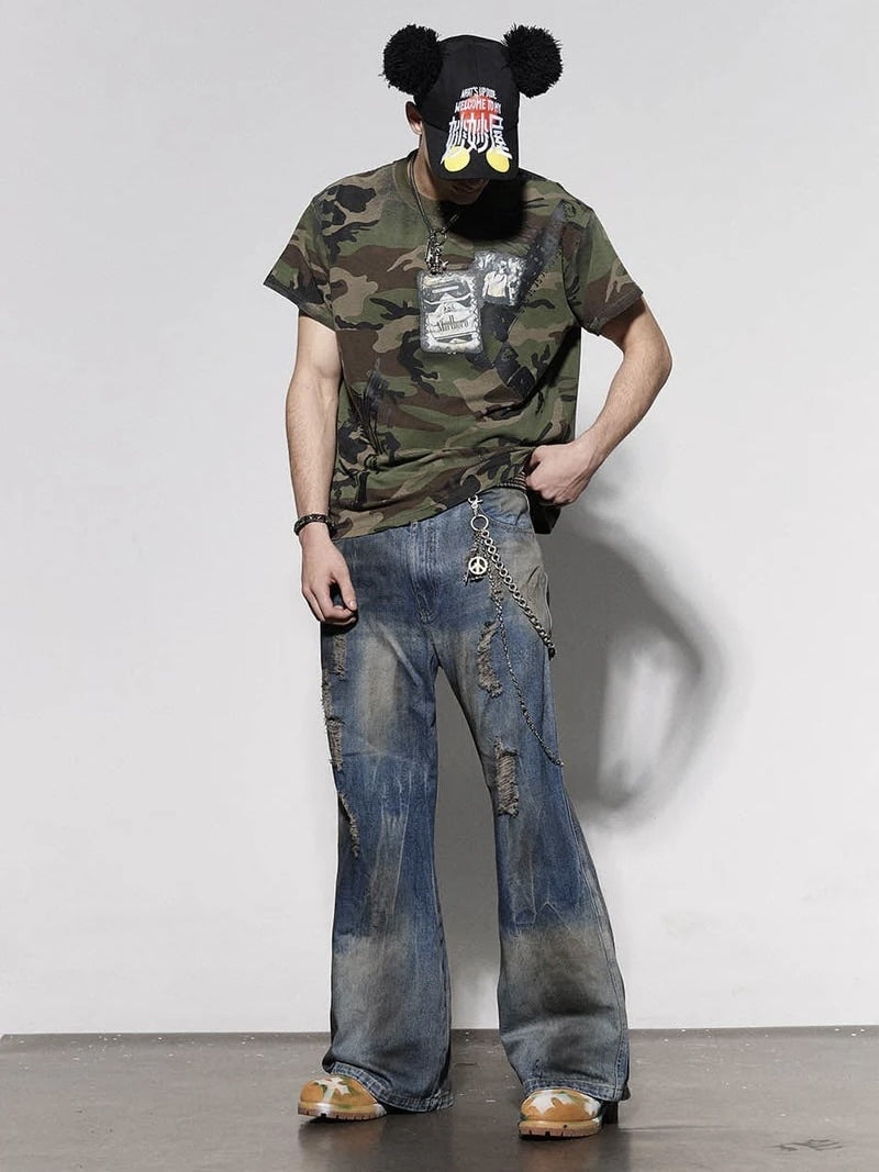 【DND4DES】DISTRESSED DUSTY FLARED JEANS