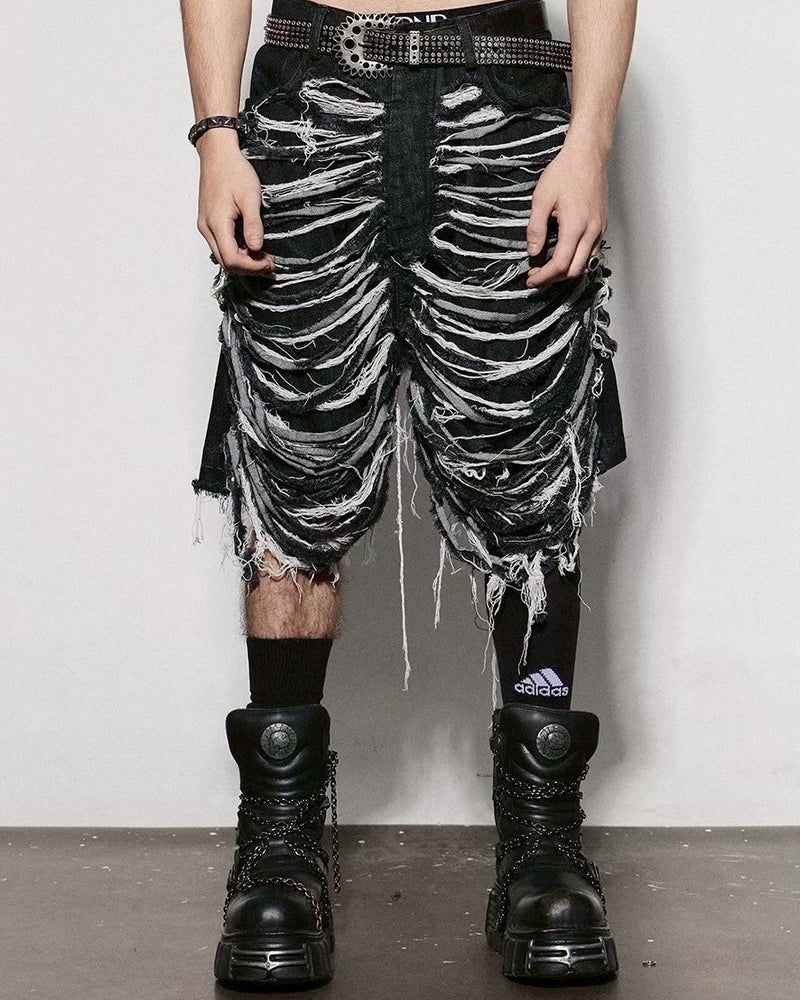 【DND4DES】HEAVILY DISTRESSED DENIM SHORTS