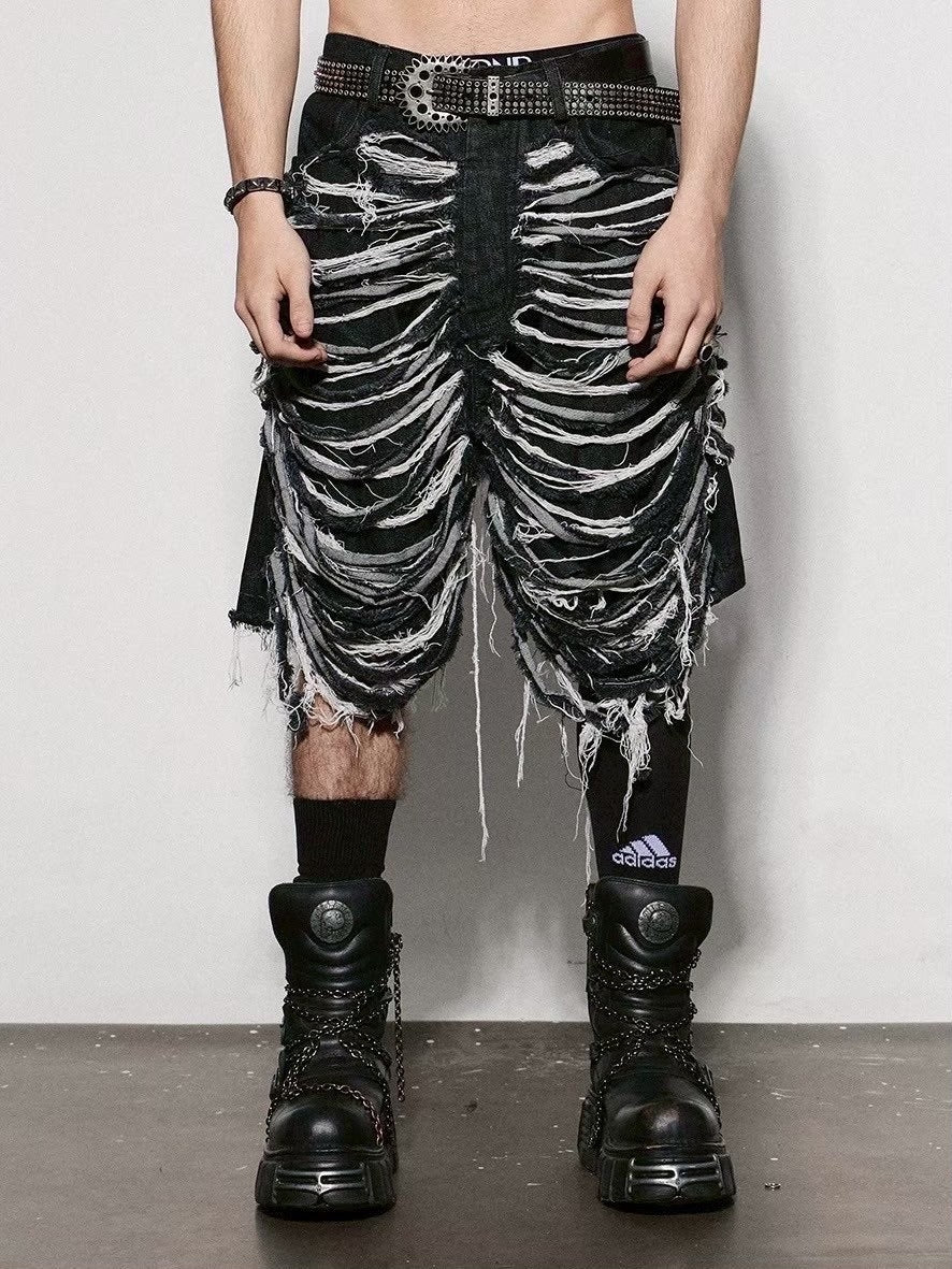 【DND4DES】HEAVILY DISTRESSED DENIM SHORTS