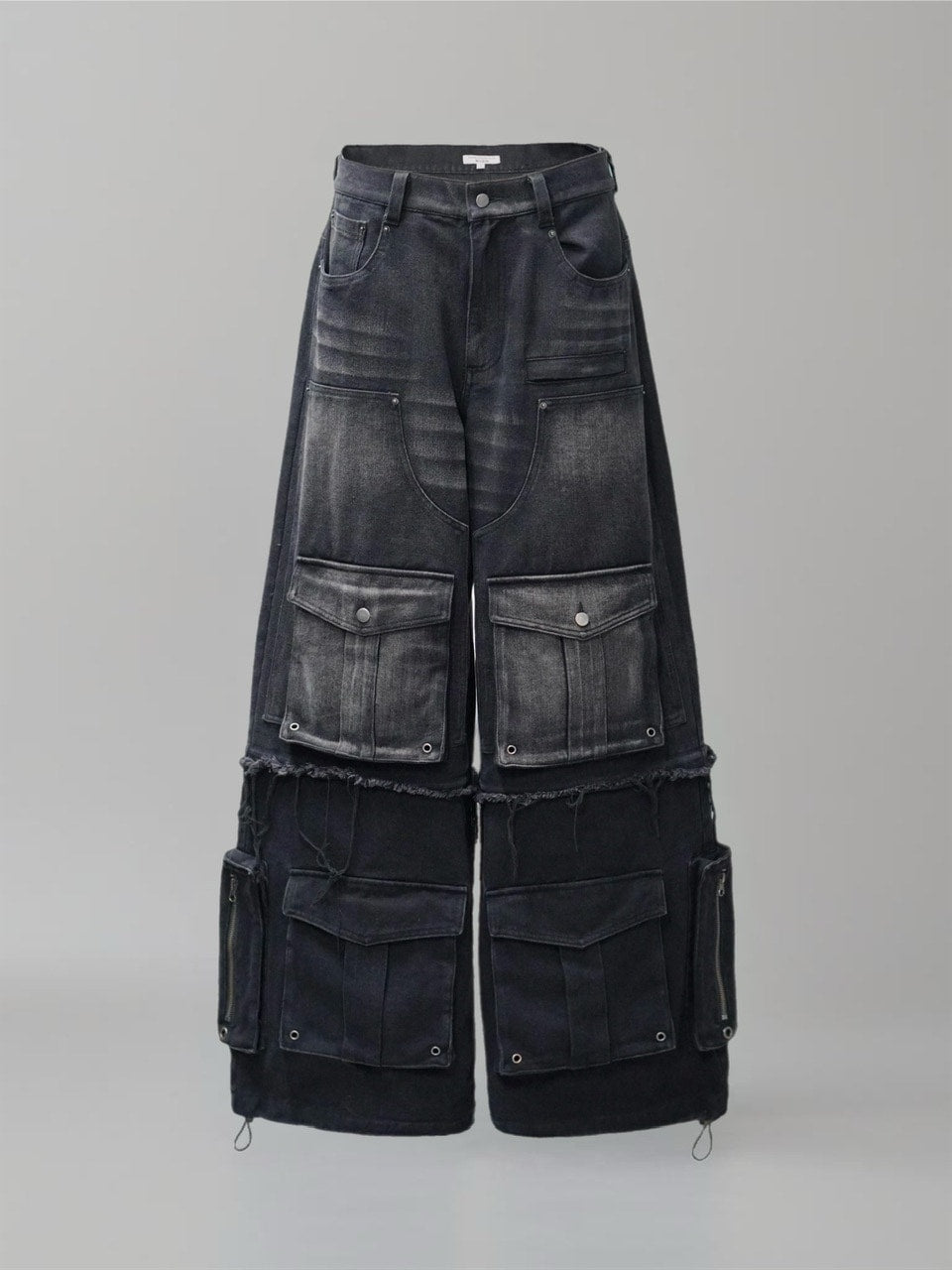 【CHIKASHITSU PLUS HIGH】Layered zip cargo denim pants