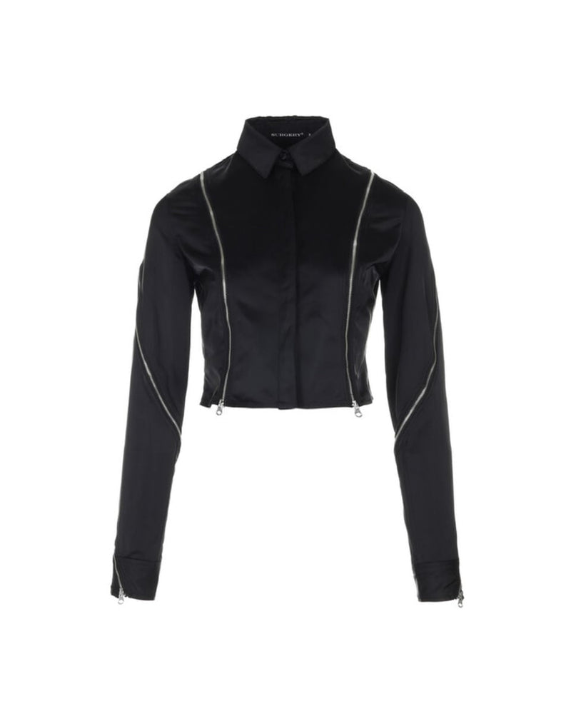【SURGERY】balanced zippers detail crop shirts