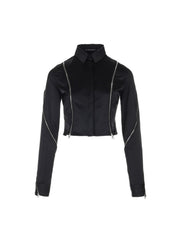 【SURGERY】balanced zippers detail crop shirts