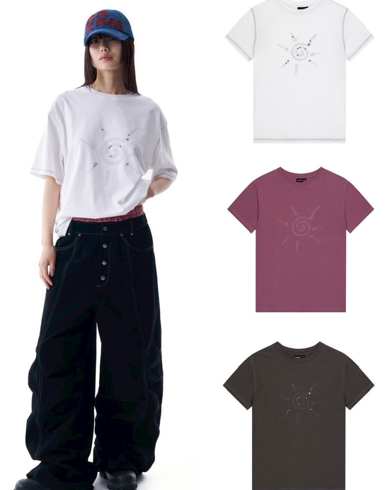 【AAKAM】Studded Sun Half Top