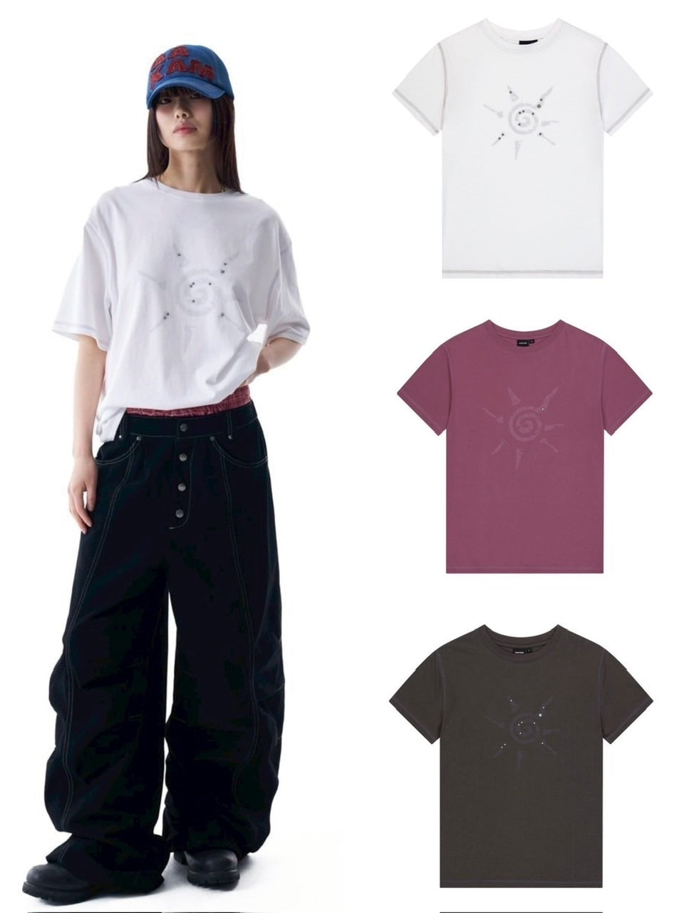 【AAKAM】Studded Sun Half Top