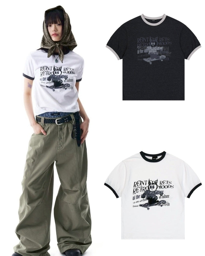 【AAKAM】Cracked Letter Ringer Top