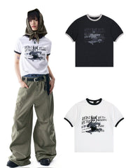 【AAKAM】Cracked Letter Ringer Top