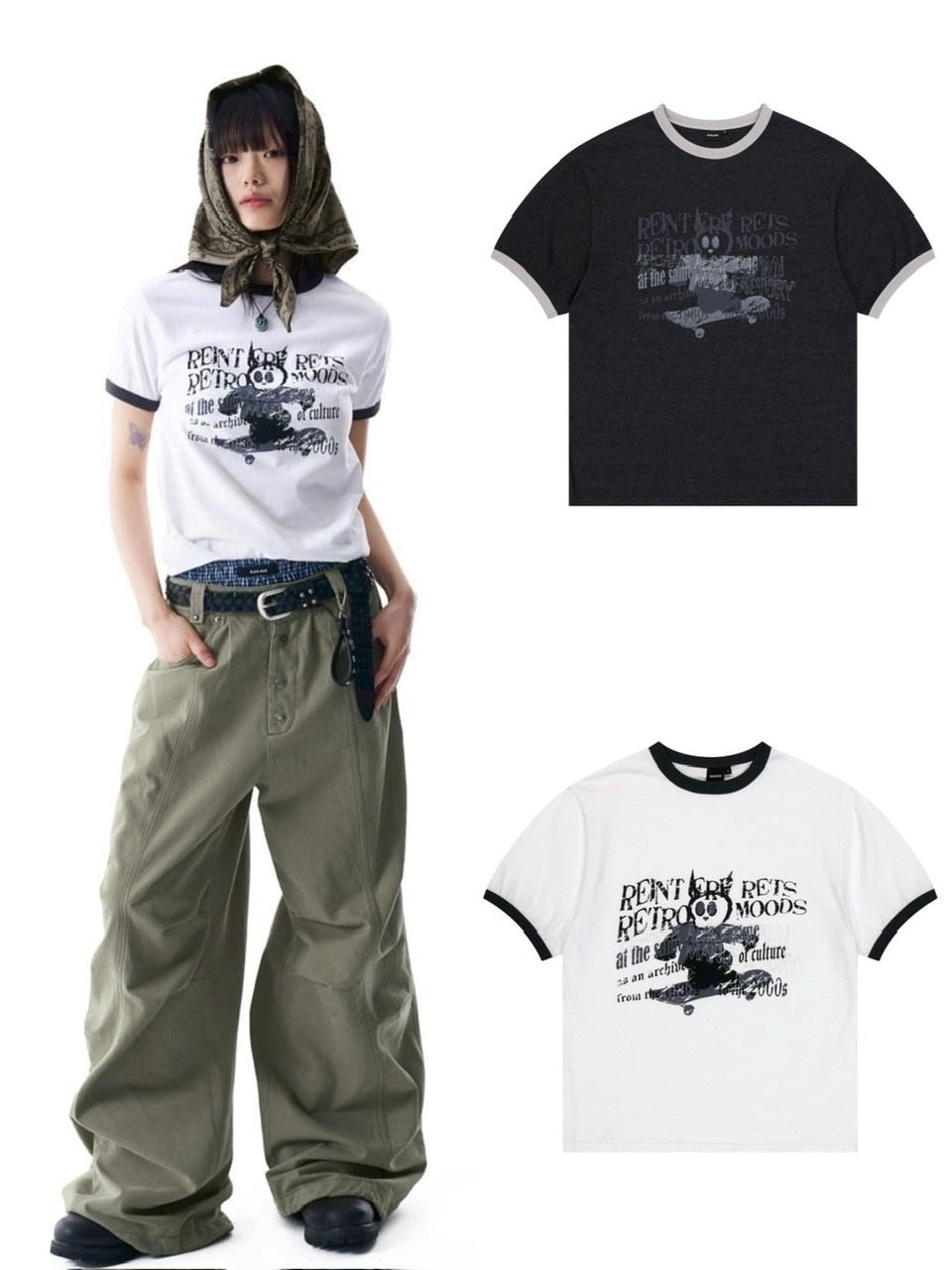 【AAKAM】Cracked Letter Ringer Top