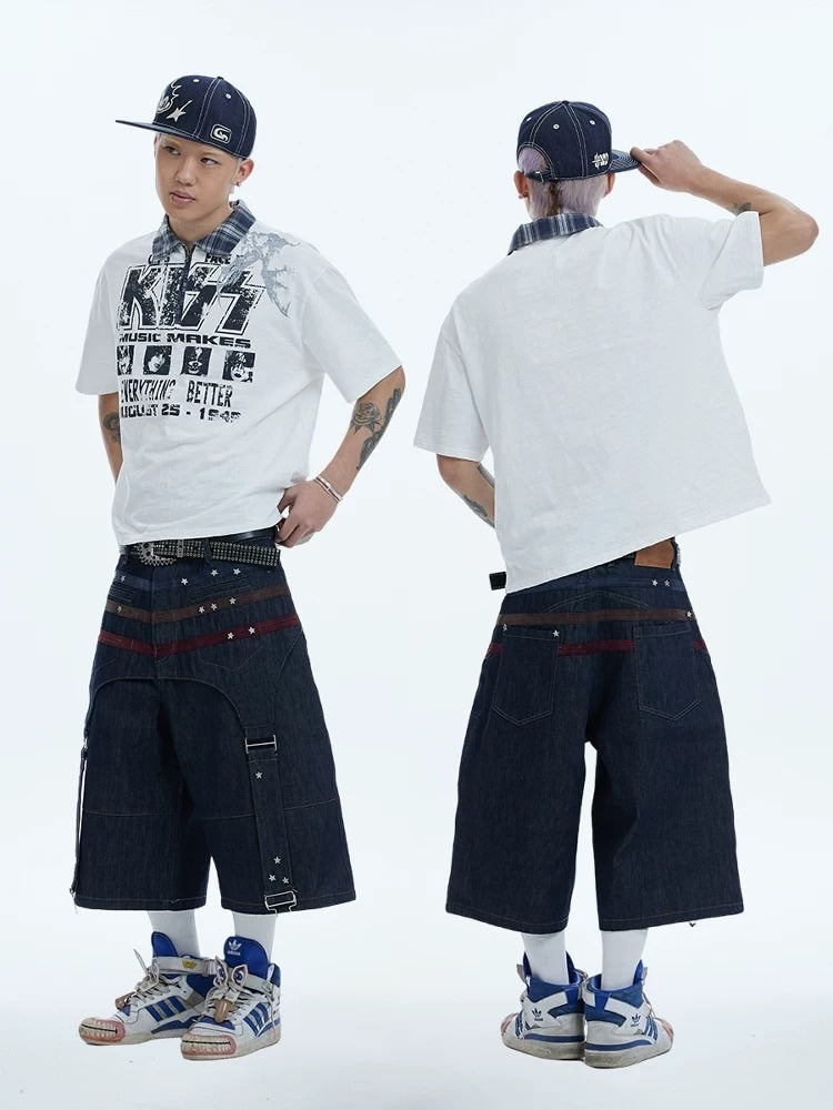 【DND4DES】COLORFUL SUEDE RAW DENIM SHORTS