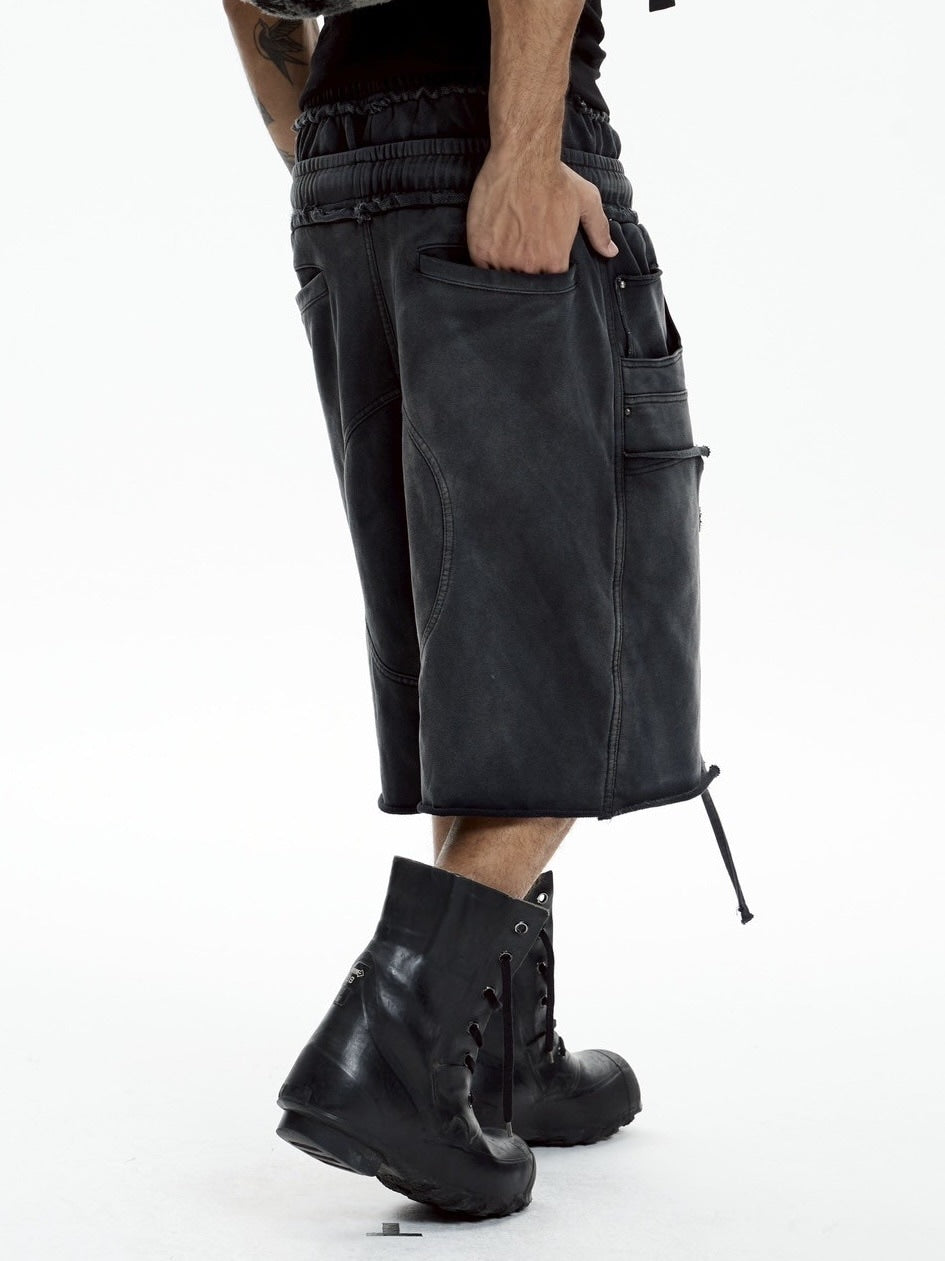 【DND4DES】DOUBLE WAIST KNITTED CROPPED TROUSERS