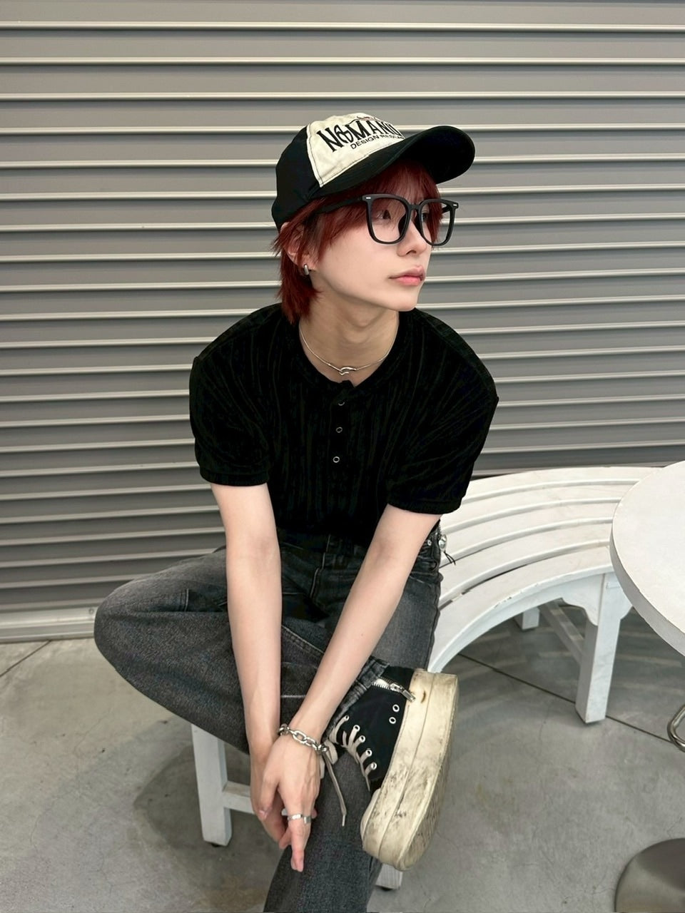 受注制【LUV CODE】henry neck half sleeve velours top (4color)