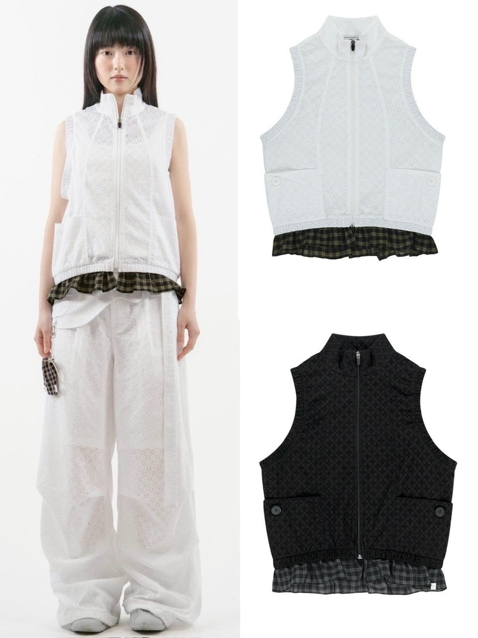 【TUOMIO】EYELET FRILL VEST / 【トゥオミオ】アイレットフリルベスト