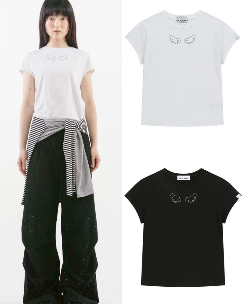 【TUOMIO】ANGEL STUD BABY T-SHIRT / 【トゥオミオ】エンジェルスタッズベイビー半袖Tシャツ