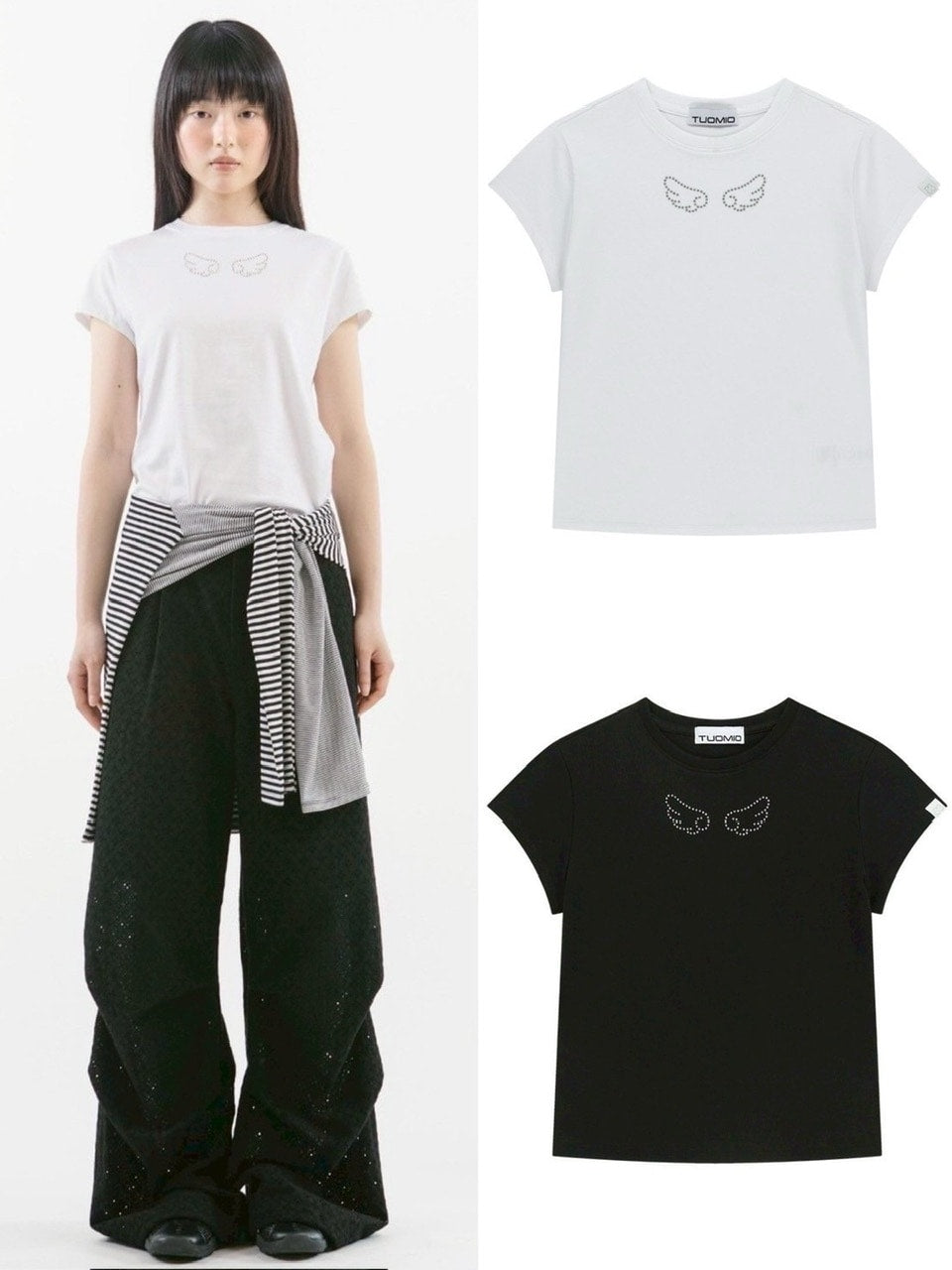 【TUOMIO】ANGEL STUD BABY T-SHIRT / 【トゥオミオ】エンジェルスタッズベイビー半袖Tシャツ