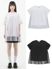 【TUOMIO】MESH LAYERED LACE T-SHIRT / 【トゥオミオ】メッシュレイヤードレース半袖Tシャツ