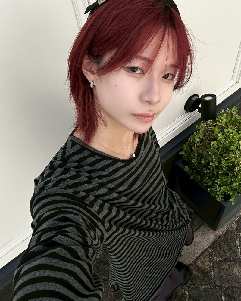 国際配送【LUV CODE】stripe long sleeve tee