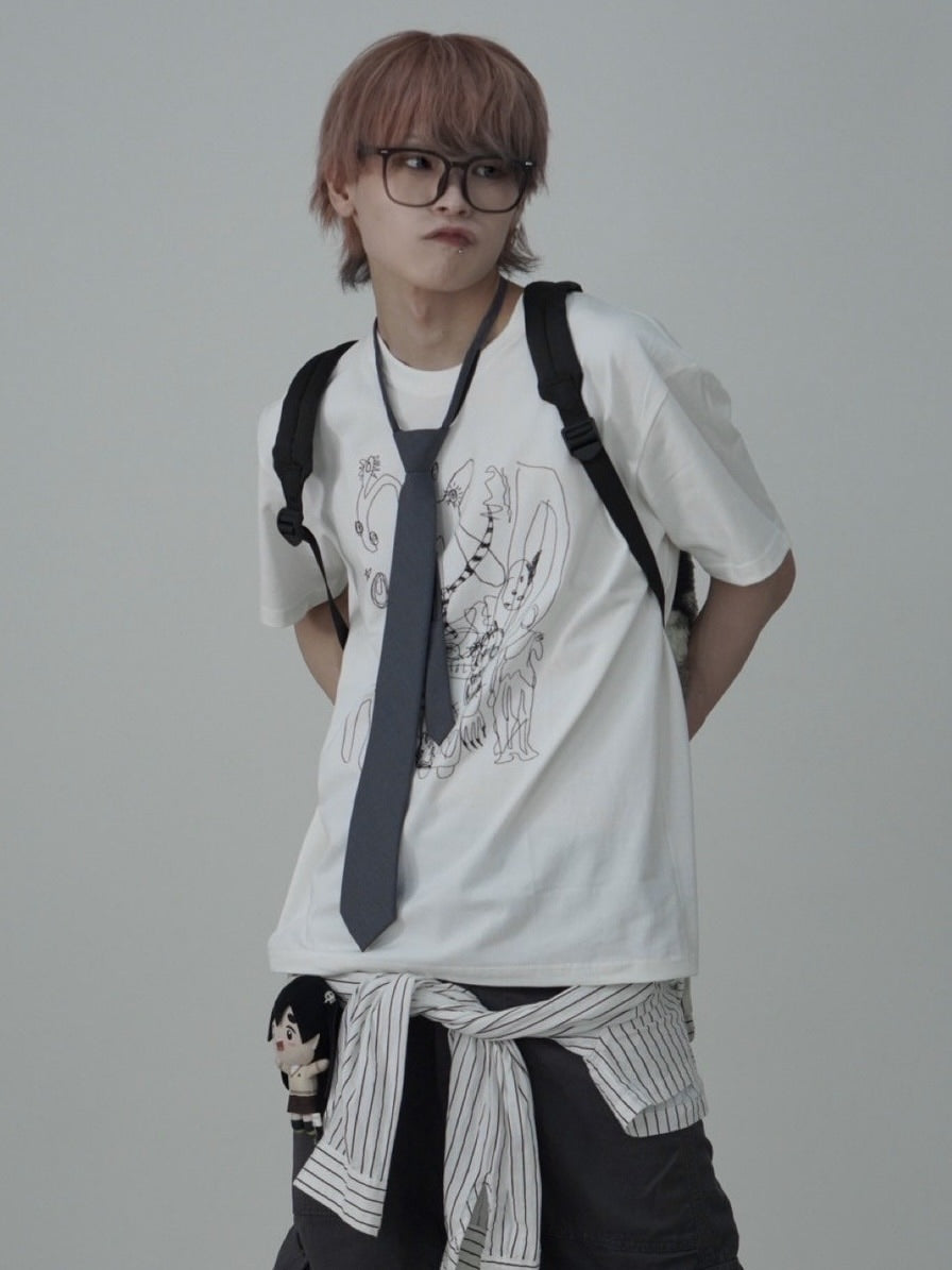 国際配送【Nerd out XU】sketch pattern tee