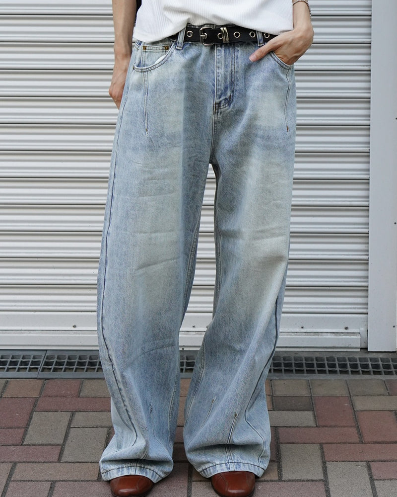 東京店WEB限定受注制【Chikashitsu +】barrel leg jeans