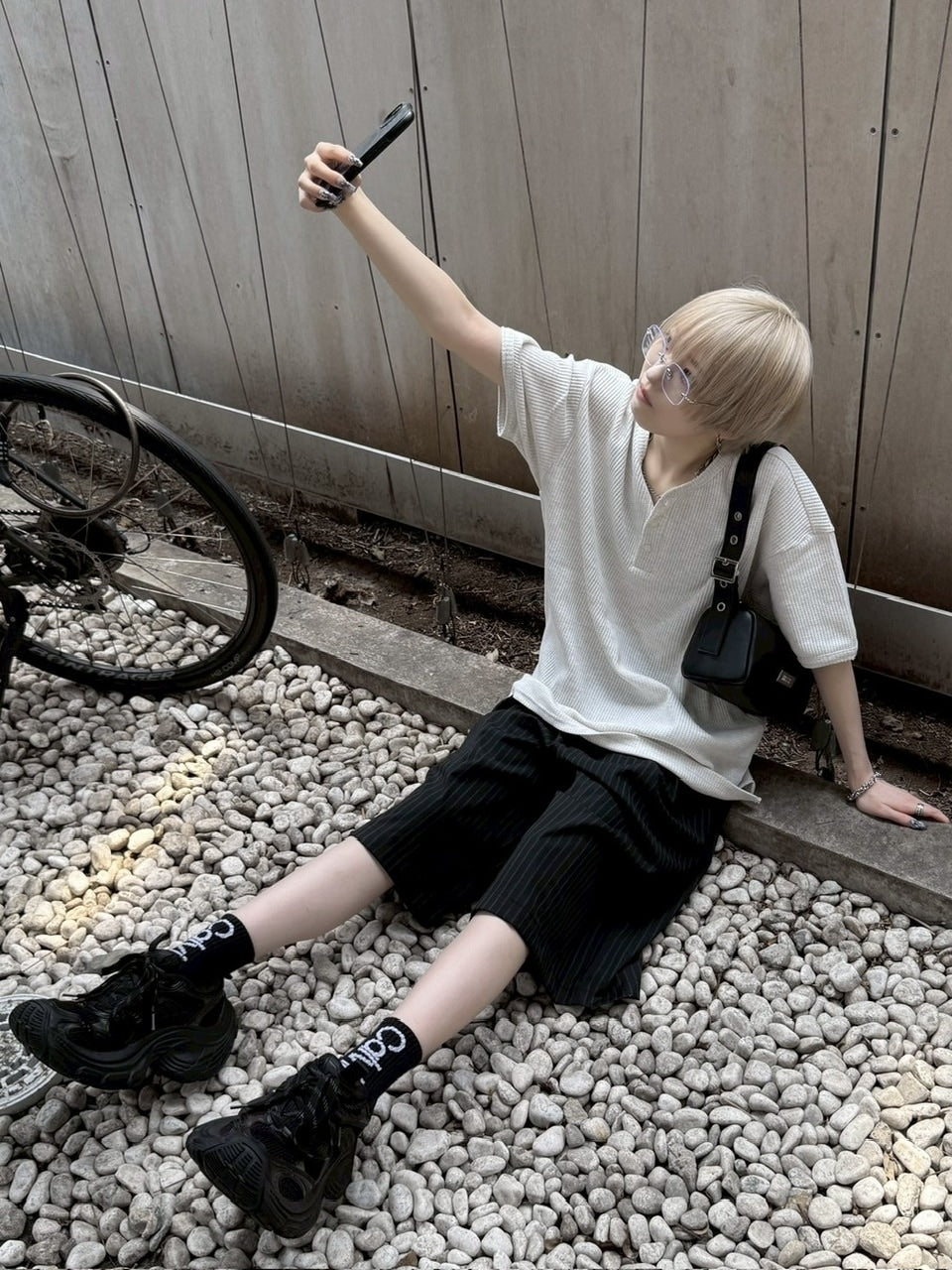 【nmtc +】stripe slacks shorts / 【エヌエムティーシープラス】ストライプスラックスハーフパンツ (2color)