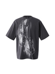 【The Boy Has No Patience】LUMINOUS DAWN PHANTOM SWORDSHIELD TEE / 【ザボーイハズノーペーシェンス】パールグラフィックメタルロゴ半袖Tシャツ