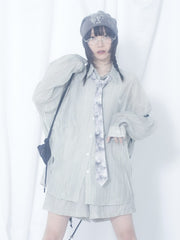 国際配送【Nerd out XU】crape sheer shorts / 【ナードアウトエックスユー】クレープシアーショートパンツ