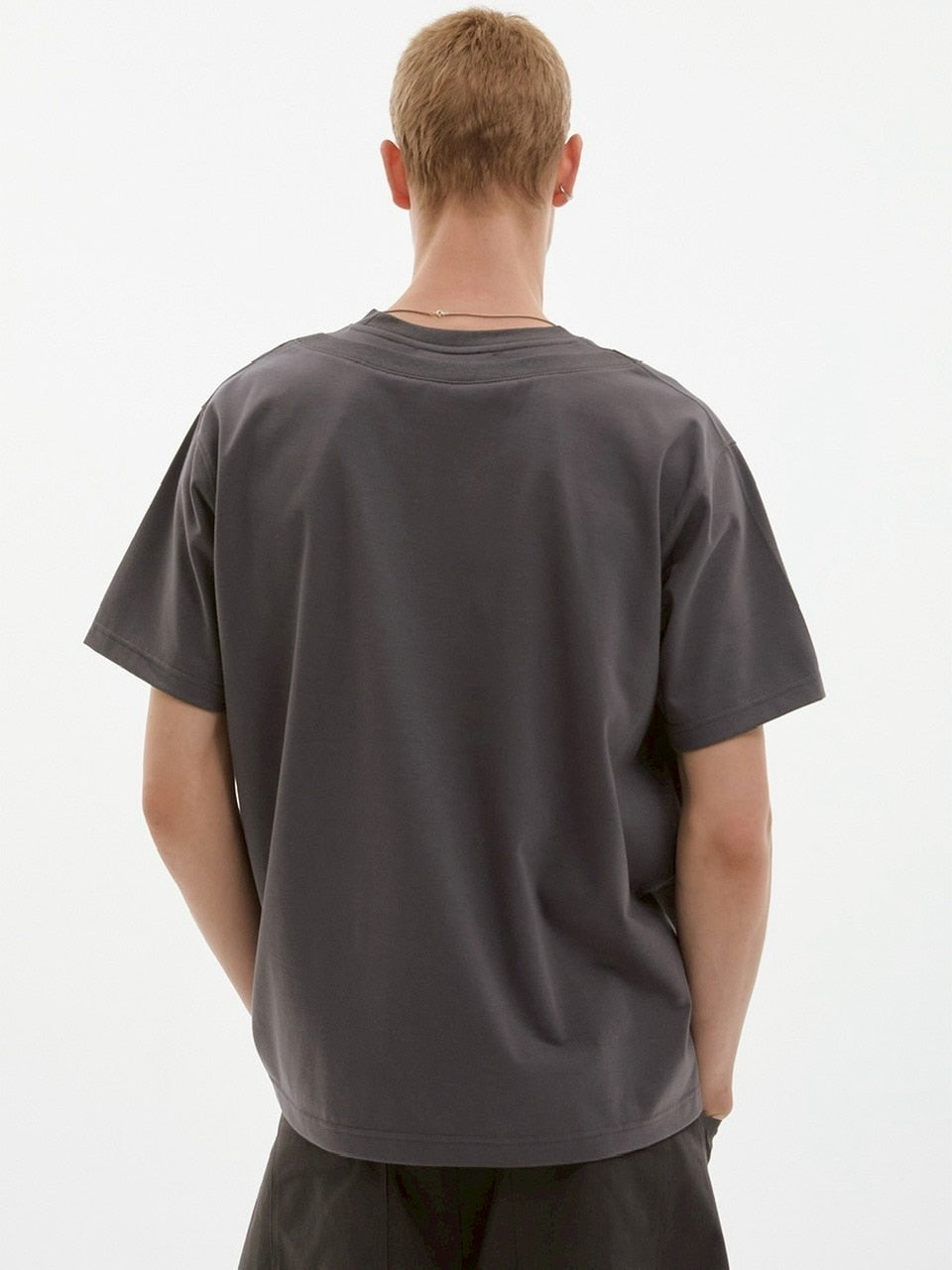 【ESC STUDIO】double neck t-shirt / 【イーエスシーステュディオ】ダブルネック半袖Tシャツ