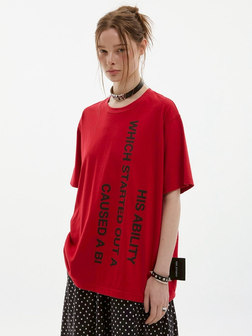 【ESC STUDIO】mega label t-shirt/ 【イーエスシーステュディオ】メガラベルロゴ半袖Tシャツ