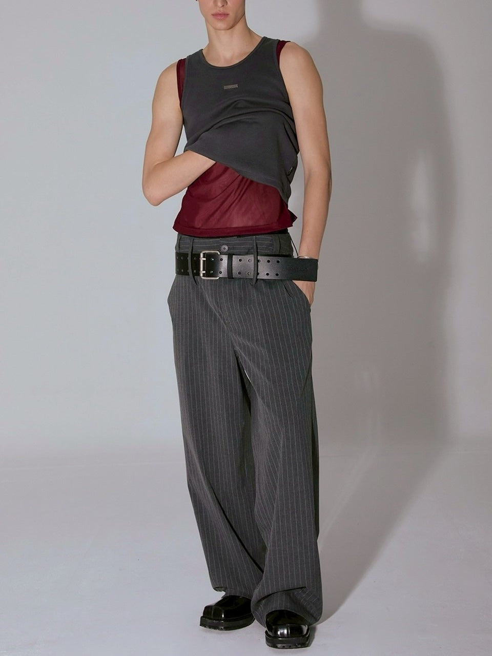 【ESC STUDIO】spacious belt pants/ 【イーエスシーステュディオ】スペイシャスベルトパンツ