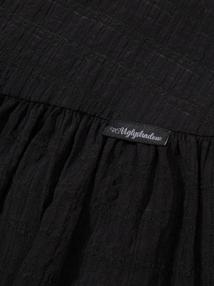 【Uglyshadow】CHECK SHIRRING SKIRT / 【アグリーシャドウ】チェックシャーリングミニスカート